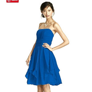 Davids Bridal Strapless Chiffon Blue Layered Dress Sz 2 Fairy Coquette Romantic